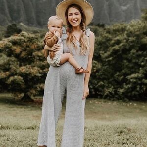 COPY - BEACHWOOD BABY Striped Seersucker Cotton Jumpsuit Medium